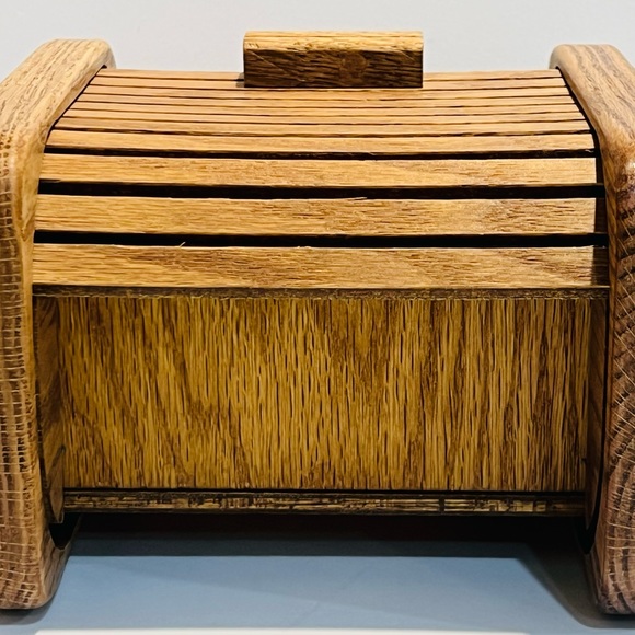 Vintage Matrix Roll-top Recipe Box, Classic Oak - Picture 6 of 12